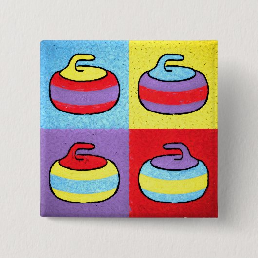 Pop Art Rocks Curling Design Vierkante Button 5,1 Cm (Voorkant)