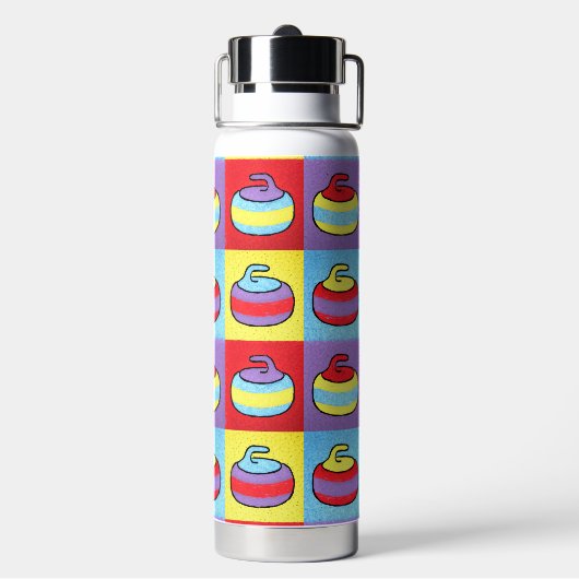 Pop Art Rocks Curling Design Waterfles (Achterkant)