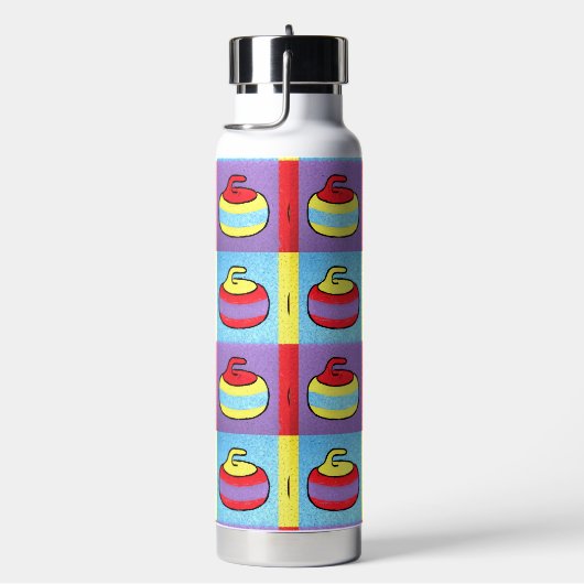 Pop Art Rocks Curling Design Waterfles (Rechts)