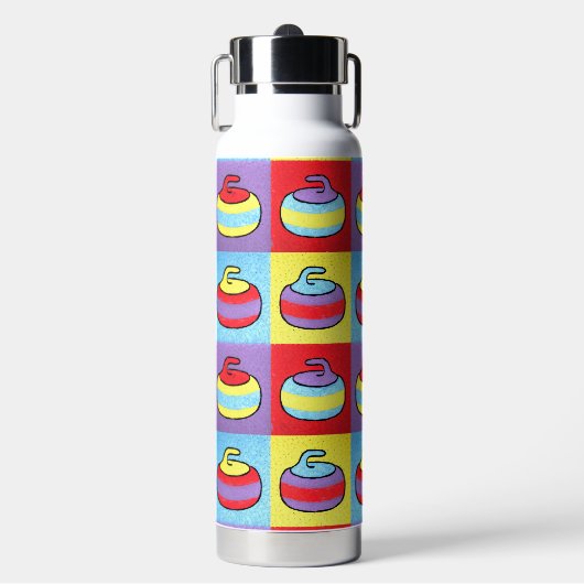 Pop Art Rocks Curling Design Waterfles (Voorkant)