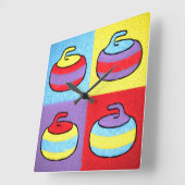 Pop Art Rocks Curling Steen Design Vierkante Klok (Hoek)