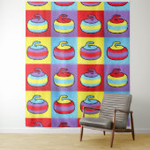 Pop Art Rocks Curling Stone Design Wandkleed (In situ)