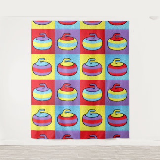 Pop Art Rocks Curling Stone Design Wandkleed