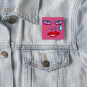 Pop Art Rockster Speld Vierkante Button 5,1 Cm (In situ)