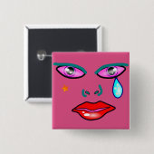 Pop Art Rockster Speld Vierkante Button 5,1 Cm (Voorkant /achterkant)