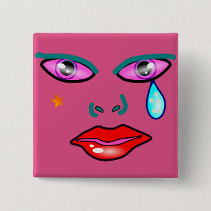 Pop Art Rockster Speld Vierkante Button 5,1 Cm
