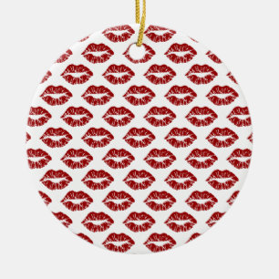 Pop Art: Rode Lippenstift Kusjes Keramisch Ornament
