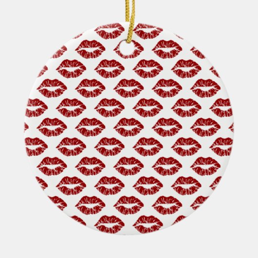 Pop Art: Rode Lippenstift Kusjes Keramisch Ornament (Voorkant)