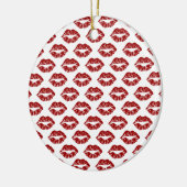Pop Art: Rode Lippenstift Kusjes Keramisch Ornament (Links)
