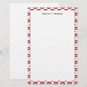 Pop Art: rode lippenstift kussen Briefpapier (Voorkant / Achterkant)