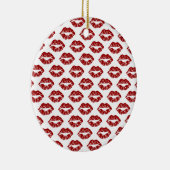 Pop Art: rode lippenstift kussen Keramisch Ornament (Rechts)