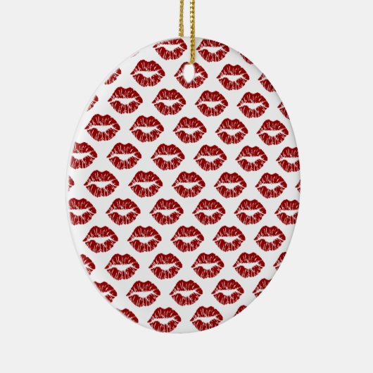 Pop Art: rode lippenstift kussen Keramisch Ornament (Rechts)