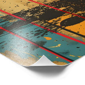 Pop Art Romántico: Pareja con Globos de Corazón Foto Afdruk (Hoek)