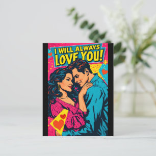 Pop Art Romantische Liefde Blauw Magenta Geel Briefkaart