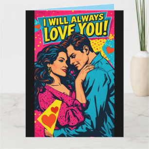 Pop Art Romantische Liefde Blauw Magenta Geel Kaart