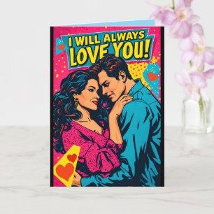 Pop Art Romantische Liefde Blauw Magenta Geel Kaart