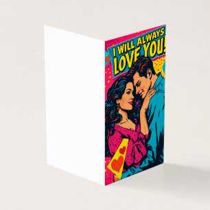 Pop Art Romantische Liefde Blauw Magenta Geel Kaart