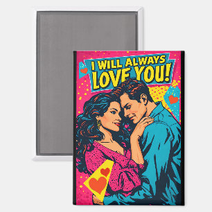 Pop Art Romantische Liefde Blauw Magenta Geel Magneet