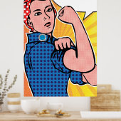 Pop Art Rosie de Riveter die we kunnen doen! Polka Poster (Keuken)