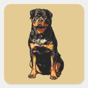 Pop Art Rottweiler in stripstijl halftoon hond Vierkante Sticker