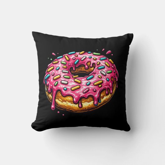 Pop Art Roze Donut Kussen (Voorkant)