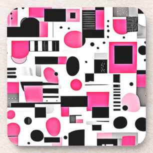 Pop Art Roze Geometrisch Ontwerp Bier Onderzetter