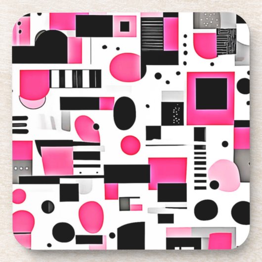 Pop Art Roze Geometrisch Ontwerp Bier Onderzetter (Voorkant)