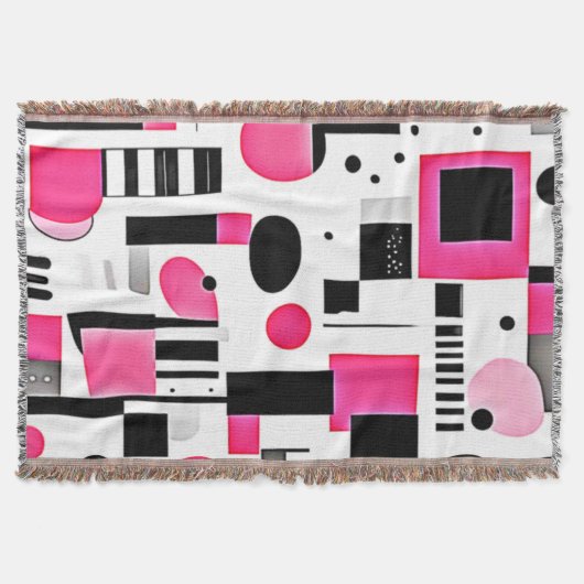 Pop Art Roze Geometrisch Ontwerp Deken (Voorkant)