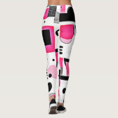 Pop Art Roze Geometrisch Ontwerp Leggings (Achterkant)