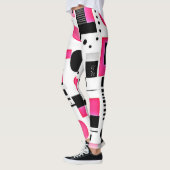 Pop Art Roze Geometrisch Ontwerp Leggings (Links)