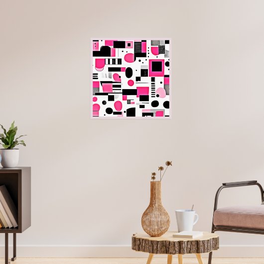 Pop Art Roze Geometrisch Ontwerp Poster (Woonkamer 3)