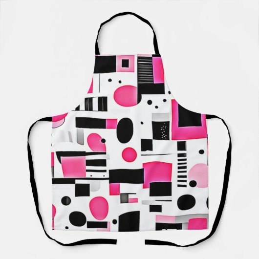 Pop Art Roze Geometrisch Ontwerp Schort (Voorkant)