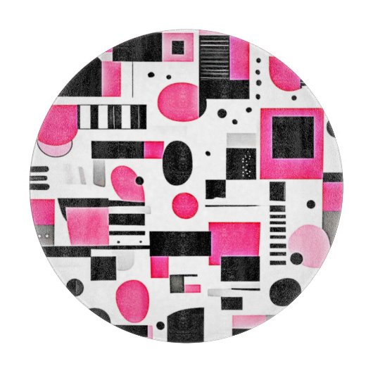 Pop Art Roze Geometrisch Ontwerp Snijplank (Voorkant)