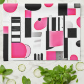 Pop Art Roze Geometrisch Ontwerp Theedoek (Gevouwen)
