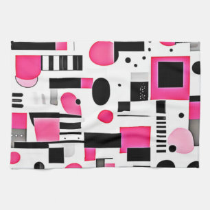 Pop Art Roze Geometrisch Ontwerp Theedoek