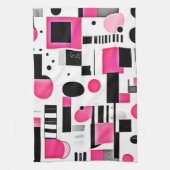 Pop Art Roze Geometrisch Ontwerp Theedoek (Verticaal)