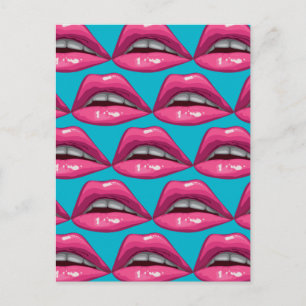 Pop Art roze lips Makeup Briefkaart
