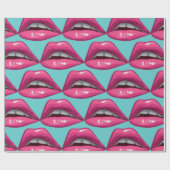 Pop Art roze lips Makeup Cadeaupapier (Vlak)