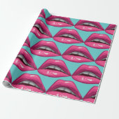 Pop Art roze lips Makeup Cadeaupapier (Uitgerold)