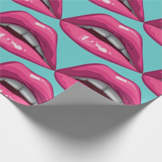 Pop Art roze lips Makeup Cadeaupapier (Hoek)