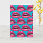 Pop Art roze lips Makeup Kaart (Gele Bloem)