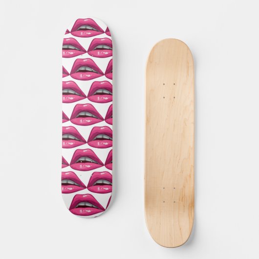 Pop Art roze lips Makeup Skateboard (Voorkant)