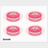 Pop Art roze Macaron Cookie op persoonlijke titel Ovale Sticker (Vel)