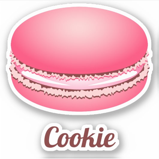 Pop Art roze Macaron Cookie Sticker (Voorkant)
