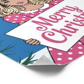 Pop art roze Vrolijk Kerstfeest retro meisje Poster (Hoek)