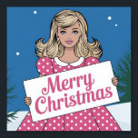 Pop art roze Vrolijk Kerstfeest retro meisje Poster<br><div class="desc">Pop art roze Vrolijk Kerstfeest retro meisje</div>
