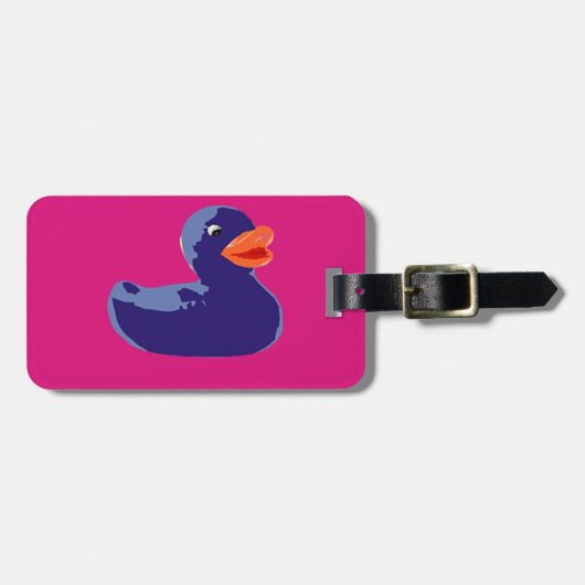 Pop Art Rubber Ducky Blue Pink Duck Bagagelabel (Voorkant horizontaal)