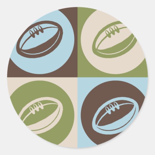 Pop Art Rugby Ronde Sticker (Voorkant)