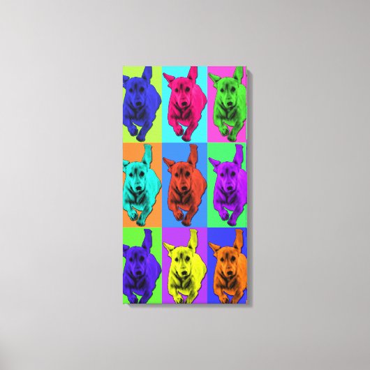 Pop Art Running Dachshund Oren Flappen Canvas Afdruk (Voorkant)