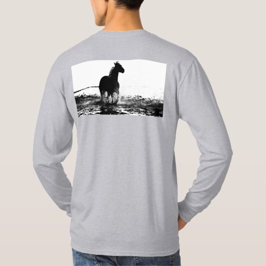  Pop Art Running Horse Sjabloon Grey T-shirt (Achterkant)